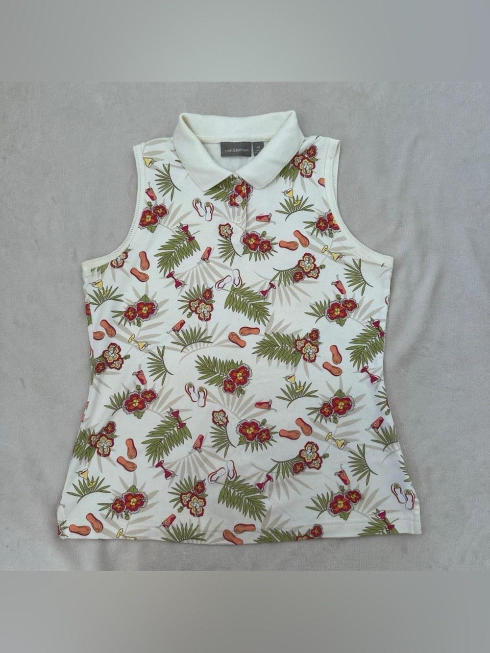 Croft & Barrow Tropical Print Polo Tank Top